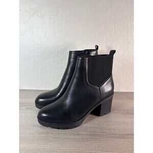 New! Naturalizer Verney Womens Sz 7.5 WIDE Weatherproof Leather Block Heel Boots